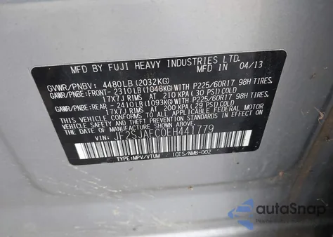 2014 Subaru Forester 2.5I Premium из США, поврежденный, VIN JF2SJAEC0EH441779